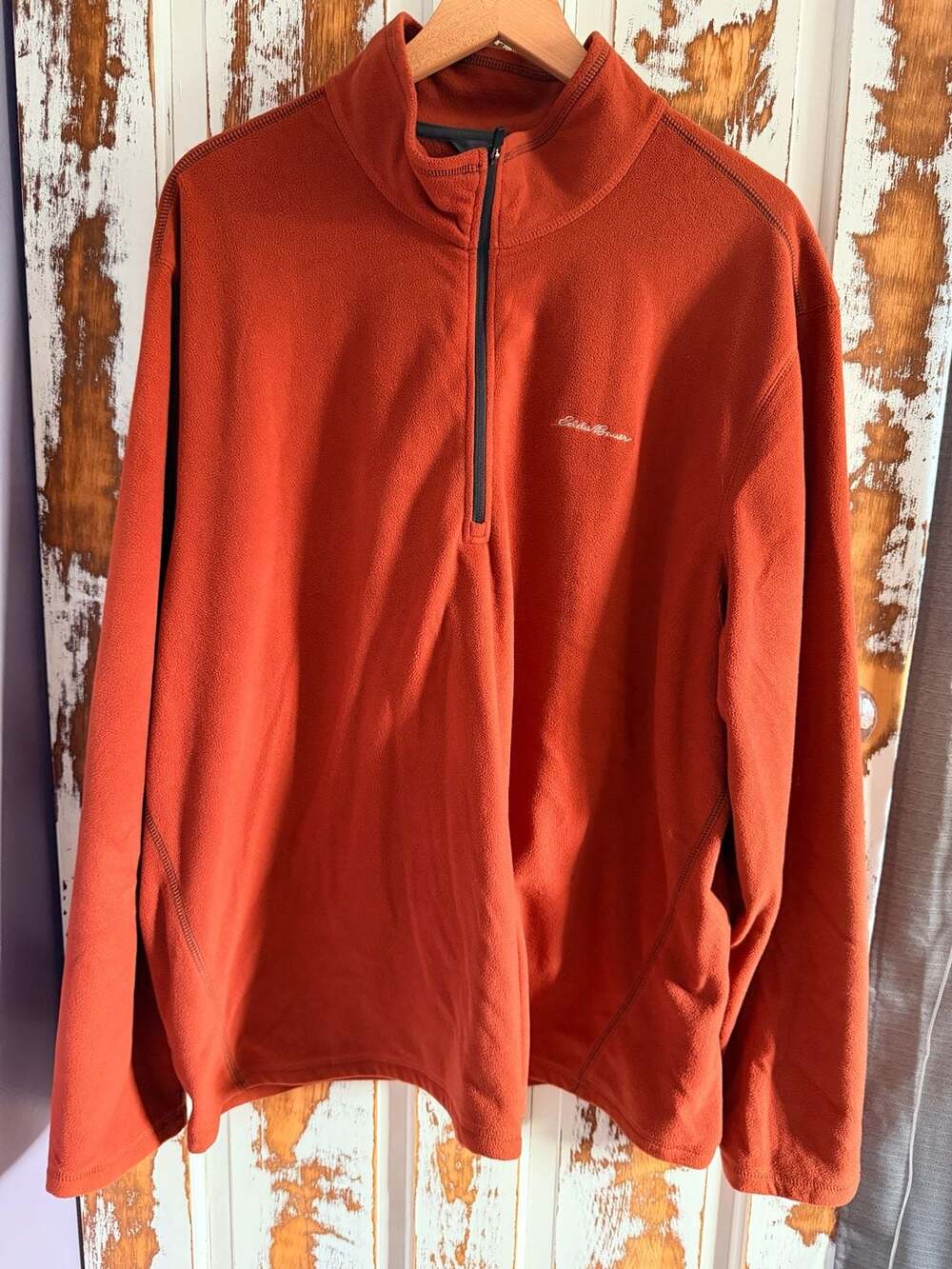 Eddie Bauer Men's Quarter Zip Fleece Pullover Burnt Orange Size 2XL Gorpcore
